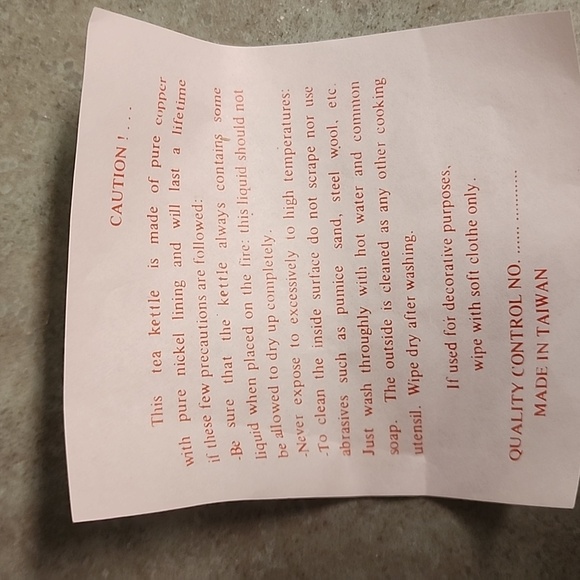 Vintage Copper Tea Kettle with Ceramic Handle and ceramic Knob on lid - Picture 8 of 14